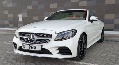 Mercedes C200 Convertible (White), 2020 for rent in Ras Al Khaimah